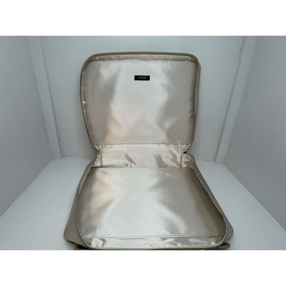 LANCOME Gold Cosmetic Travel Bag Rose Embossed Carry Case Vanity Organizer #3 - Picture 7 of 10